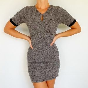 Missguided gray bodycon keyhole cuffed sleeve mini dress size 4